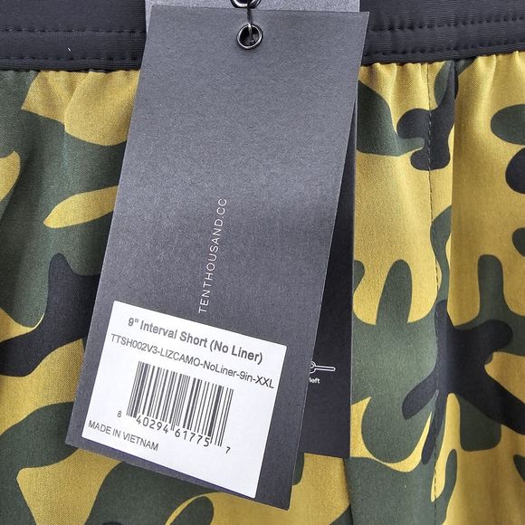 TEN THOUSAND Interval Shorts Camo Mens 2XL XXL Unlined 9” Inseam New NWT - Picture 4 of 9